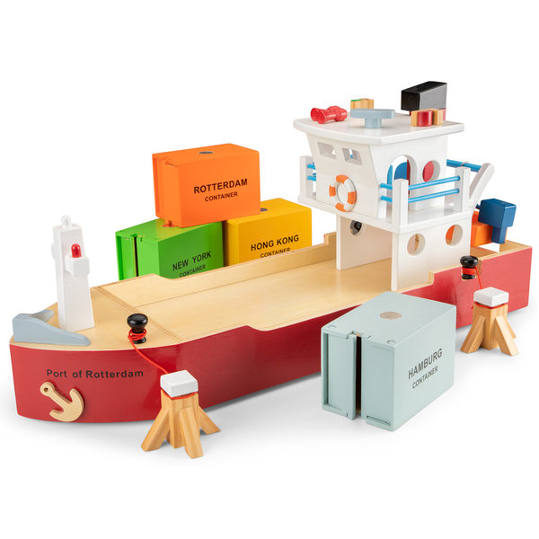 New Classic Toys - Containerschip  met 4 containers